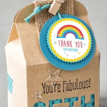 500Pcs Dėkojame Už Jūsų Užsakymo Lipdukai Ir Kortelės Mielas Rainbow Star Etiketės Smulkaus Verslo Dekoro, Etikečių Rankų darbo Dovana