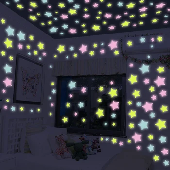 50PCS 3D Žvaigždės Švyti Tamsoje Sienų Lipdukai Šviesos Liuminescencinės Sienų Lipdukai Vaikams, Kūdikio Kambarys, Miegamasis Lubų Namų Dekoro