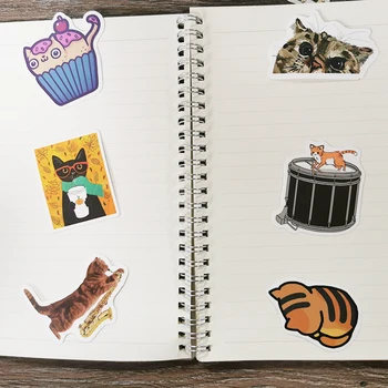 50pcs animacinių filmų cute kačių, dekoratyvinių lipdukų 