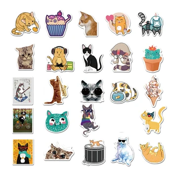 50pcs animacinių filmų cute kačių, dekoratyvinių lipdukų 