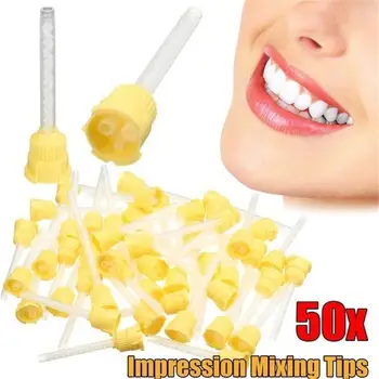 50PCS dantų įspūdį maišymo patarimus, 1:1 Odontologinės Medžiagos, Odontologijos Silikono Guma Ginklų Tiekimo Maišymo antgalis 4.2 mm Vienkartiniai
