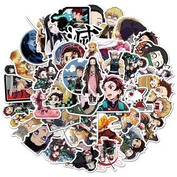 50Pcs Japonijos Anime Demon Slayer Animacinių filmų Lipdukai Vaikams Nešiojamas Šaldytuvas Telefono Riedlentė Lagaminą Lipdukas Tanjirou