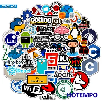 50pcs Programuotojas Interneto Java Lipdukai Geek Php Docker Html Bitcoin Programavimo Kalbą Mobiliojo Telefono, Nešiojamojo kompiuterio Lipdukai, Decal