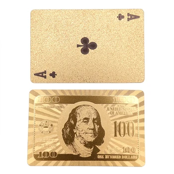 54 Kortos/1Set Dolerio Dizaino Kortos Šeimos Pramogų Pokerio Žaidimas, Aukso Folija, Plastikas atsparus Vandeniui Pokerio Magic Card