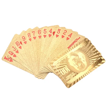 54 Kortos/1Set Dolerio Dizaino Kortos Šeimos Pramogų Pokerio Žaidimas, Aukso Folija, Plastikas atsparus Vandeniui Pokerio Magic Card