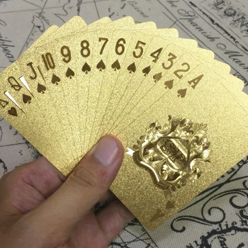 54pcs/set Aukso Folija Žaisti Kortų stalo Žaidimas, Šalies Pramogų Vandeniui Kortos Plastikinės