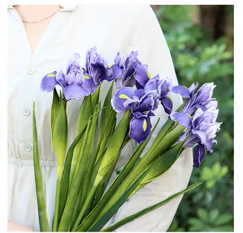 58cm PU Airijos Dirbtinės Gėlės Tiesa Touch Alice Iris Gėlių Namų Dekoro Vestuvių PASIDARYK pats Apdailos Netikrą Gėlių