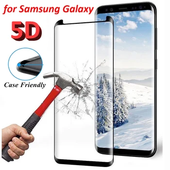 5D Grūdintas Ekrano Stiklo Protector for Samsung Galaxy S8 /S8 Plius /P9 /S9 Plus/ Note8/ Note9 /Note10 Apsaugos 9H Lenkta Kraštas