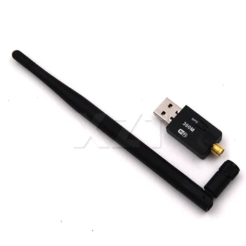 5dBi USB Mini Wireless 300Mbps Tinklo LAN Adapter Kortele, WIFI 802.11 n/g/b MIKROSCHEMOS, Antenos, skirtos 