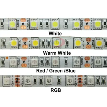 5M/daug DC12V 5050 SMD 60LEDs/m, Balta/Šiltai Balta/Raudona/Žalia/Geltona/Mėlyna/Rožinė/RGB/UV/RGBW/RGBWW Lanksti Led Šviesos Juostelės juosta