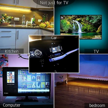 5V TV LED Šviesos Juostelės Apšvietimas Juosta USB 2835 SMD HDTV 1M 2M 3M 5M RGB Diodų Lempos Lanksti KOMPIUTERIO Stalas Ekrano Kambario Apdaila