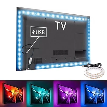 5V TV LED Šviesos Juostelės Apšvietimas Juosta USB 2835 SMD HDTV 1M 2M 3M 5M RGB Diodų Lempos Lanksti KOMPIUTERIO Stalas Ekrano Kambario Apdaila