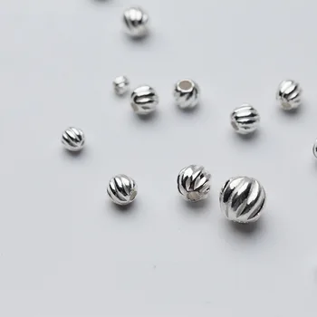 5vnt/daug 925 Sterling Silver Wave Apvalios Metalinės Granules, 3mm, 4mm 5mm, 6mm Rankų darbo Apdailos Duobute Medžiagų 