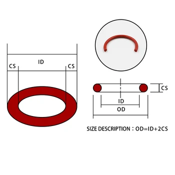 5VNT/daug Raudonos Silikoninės gumos sandarinimo žiedas VMQ CS 2mm OD5/6/7/8/9/10/11/12/13mm sandarinimo žiedas Tarpiklis Silikono O-žiedas atsparus vandeniui silikagelis