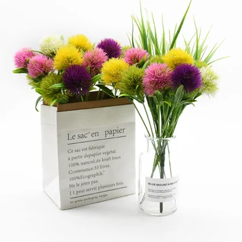 5vnt Dirbtiniai augalai, Kiaulpienės puokštė vazos, namų puošimas vestuvių dekoratyvinis netikrą gėlėmis siuvinėti dekoratyviniai vazonas