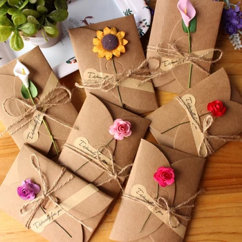 5vnt Gražus Mielą Laišką, Žinutę su Sausų Gėlių Verslo Grupė Laiške Saugojimo Kraft Popieriaus Paketas