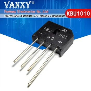 5VNT KBU1010 KBU-1010 1000V 10A diodų tiltas lygintuvas naujas ir originalus IC