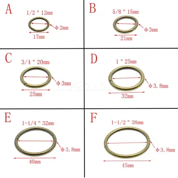 5vnt/pakuotė, O Metalo žiedai Ne Suvirinti nikeliuotus Apvadus Apvalių Linijų Diržo Sagtis Paketo Accessories 12mm-38mm