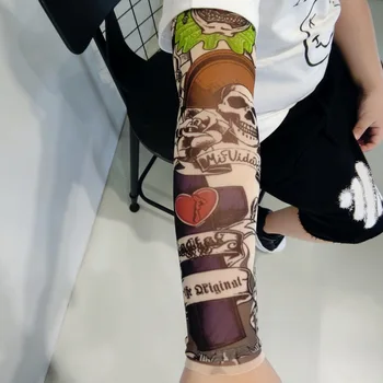 5VNT sumaišyti elastinga Netikrą laikina tatuiruotė rankovėmis vaikų animacinių filmų dizaino atvėsti vaiko kūno Rankos kojinės, tatuiruotė 39model šiltas rankovės