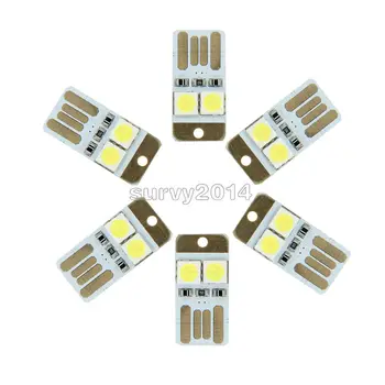 5VNT Super Mini USB LED Nakties Šviesos Baltos spalvos Modelis Dvipusis Pluggable Maitinimo Lempos Lemputė Led Keychain Nešiojamų Naujas