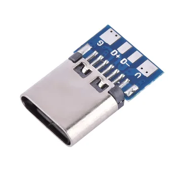 5vnt USB 3.1 C Tipo Jungtis 14 Pin Female Lizdas Talpykla Per Skyles PCB 180 Vertikalus Skydas