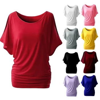 5XL Moterų Atsitiktinis Vasaros T-Shirt Batwing Trumpas Rankovės Prarasti Viršuje Basic Tee Moterų Plius Dydis Pagrindinio Tunika camisas mujer