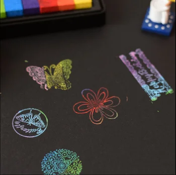 6 spalvų Saugos netoksiškas Rašalo Pagalvėlę Kūrybos Vaivorykštė Inkpad tamsiųjų Naftos Pagrindu Vaikų Finger Print 