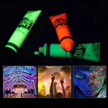 6 vnt Kūno Dažų Pigmentai Veido Neon Liuminescencinės Šalis Festivalis,, Helovyno Cosplay Makiažas Vaikams Veido Dažai Švyti UV Tapyba