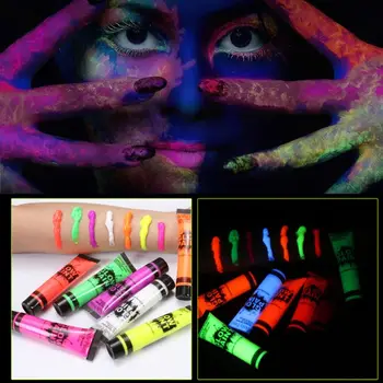 6 vnt Kūno Dažų Pigmentai Veido Neon Liuminescencinės Šalis Festivalis,, Helovyno Cosplay Makiažas Vaikams Veido Dažai Švyti UV Tapyba
