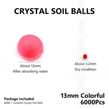 6000pcs 13mm Kristalų dirvožemio vazoninių spalvotų kristalų karoliukai kamuolys polimero hidrogelio kristalų augimo magija apdailos vestuvių orbeez