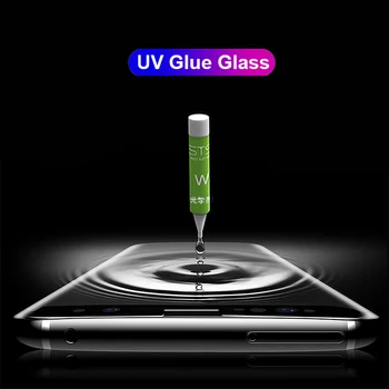 6D UV skystą Klijai 9H Grūdintas Stiklas Samsung Galaxy S8 S9 S10 S20 S21 S10e Pastaba 8 9 10 Plius 20 Ultra Screen Protector