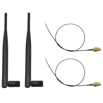 6dBi Dual Band M. 2 IPEX MHF4 U. fl Kabelis su RP-SMA Wifi Antenos Rinkinys, skirtas 