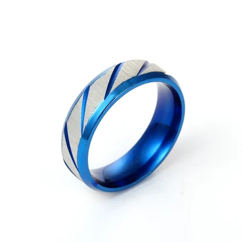 6mm Mėlyna Ruoželiniu Žiedas Šlifuoto Titano Žiedas Vyrams ir Moterims Asmeninį Žiedas Pritaikyti Žiedas Graviruotas Žiedas