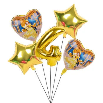 6pcs 18inch princesė folija balionai animacinių filmų Grožio ir Žvėrys kamuolius 32inch skaičius helio globos vestuvių dekoracijos žaislai