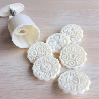 6pcs 3D Gėlės Antspaudų Mėnulis Tortas Dekoro Formų Barelį Turas Mooncake Pelėsių, 50g Tešlos Mooncakes Vertus, 