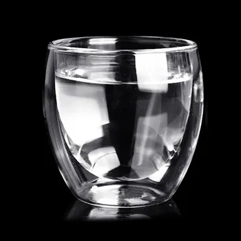 6Pcs 80ml Dvigubo Sluoksnio Stiklo Taurės Sienelių Šilumos Izoliacija Dviguba Izoliacija Arbatos, Kavos, Pieno Puodelis Stiklo Geriamojo Taurės Drinkware
