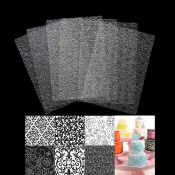 6pcs Bakeware Tekstūros Lapas Nustatyti Slapuką Tekstūrų Kilimėlis Cukraus Amatų Apdailos Kepimo Įrankius, Minkštas Pyragas Pelėsių Skaidrios Tekstūros