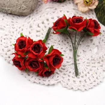6Pcs/daug 2.5 cm Mini Šilko Rožė Dirbtinių Gėlių Puokštė 