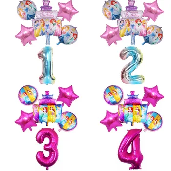 6pcs Disney princess pyragą folija balionai 32inch skaičius balionas baby shower Gimtadienio dekoracijas vaikų globos žaislai