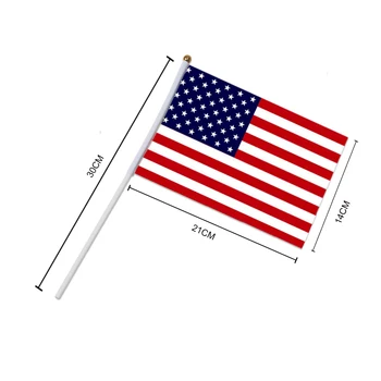 6pcs JAV Stick Vėliavos, Amerikos MUS 5x8 colių Nešiojamą Mini Vėliavos ensign 30cm Polių Jungtinės amerikos valstijos Rankiniai Stick Vėliavų reklama