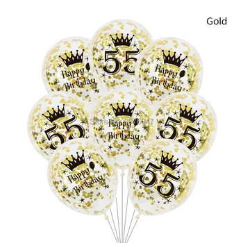 6pcs/partijos numeris 55 56 57 58 59 gimtadienio balionai pakilo auksas, sidabras prisijungė 55-oji 56th 58th dekoracijos laimingas jubiliejų balionas