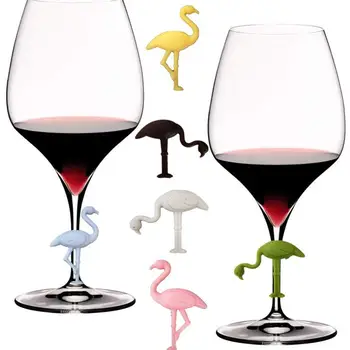 6PCS Silikono Vyno taurė Žymeklis Kūrybos Flamingo Dizaino Gerti Pakabukai Etiketės Ženklą Stiklo Identifikavimo Puikus Šalys
