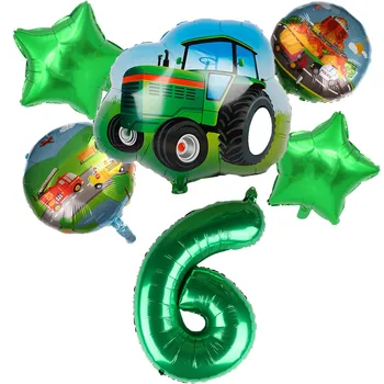 6pcs Traktoriaus Folija balionai 32 colių Numeris Balionas Ūkio Buldozeris Ledų Automobilį Gimtadienio Dekoracijos Vaikams, Žaislai, Kūdikių Dušas
