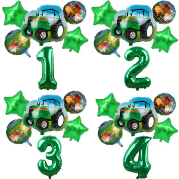 6pcs Traktoriaus Folija balionai 32 colių Numeris Balionas Ūkio Buldozeris Ledų Automobilį Gimtadienio Dekoracijos Vaikams, Žaislai, Kūdikių Dušas