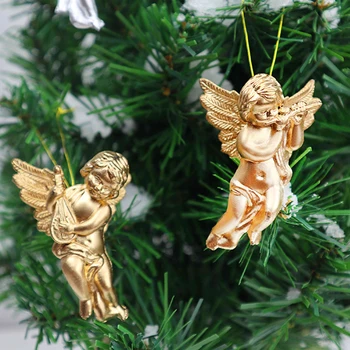6vnt/daug Aukso, Sidabro Angelas Berniukas Pakabukas Kalėdų Eglutės Kabinti Ornamentas 