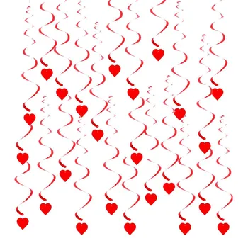 6vnt/pakuotė Vestuvių Dekoravimas Raudona Meilės Širdis Lubų Kabo Spiralės Girliandą Namų Puošybai 