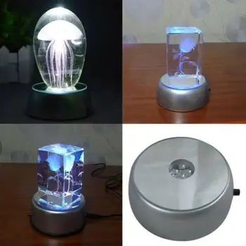 7 LED 3D Lazerinių Kristalų, Stiklo Trofėjus Papuošalai Stendas Bazė, JAV