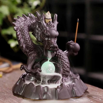 7 spalvų Crystal ball, Dragon Smilkalų Degiklis Keramikos Moliuskui ncense turėtojas Kūrybos Dūmų Krioklys Smilkalų Laikiklis Namų Dekoro