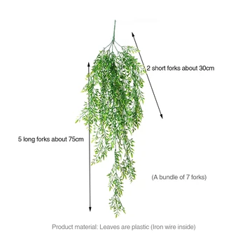 75cm Dirbtinės Žaliosios Augalų Plotai Sienos Kabo Padirbtų Augalų Lapai Namų, Sodo Puošmena Kabo Augalai žali Lapai