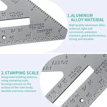 7inch Staliaus įrankiai Aliuminio Nustatyti Aikštėje Valdovas Trikampio Matavimo Liniuotė Medienos Matavimo Trikampio Kampas